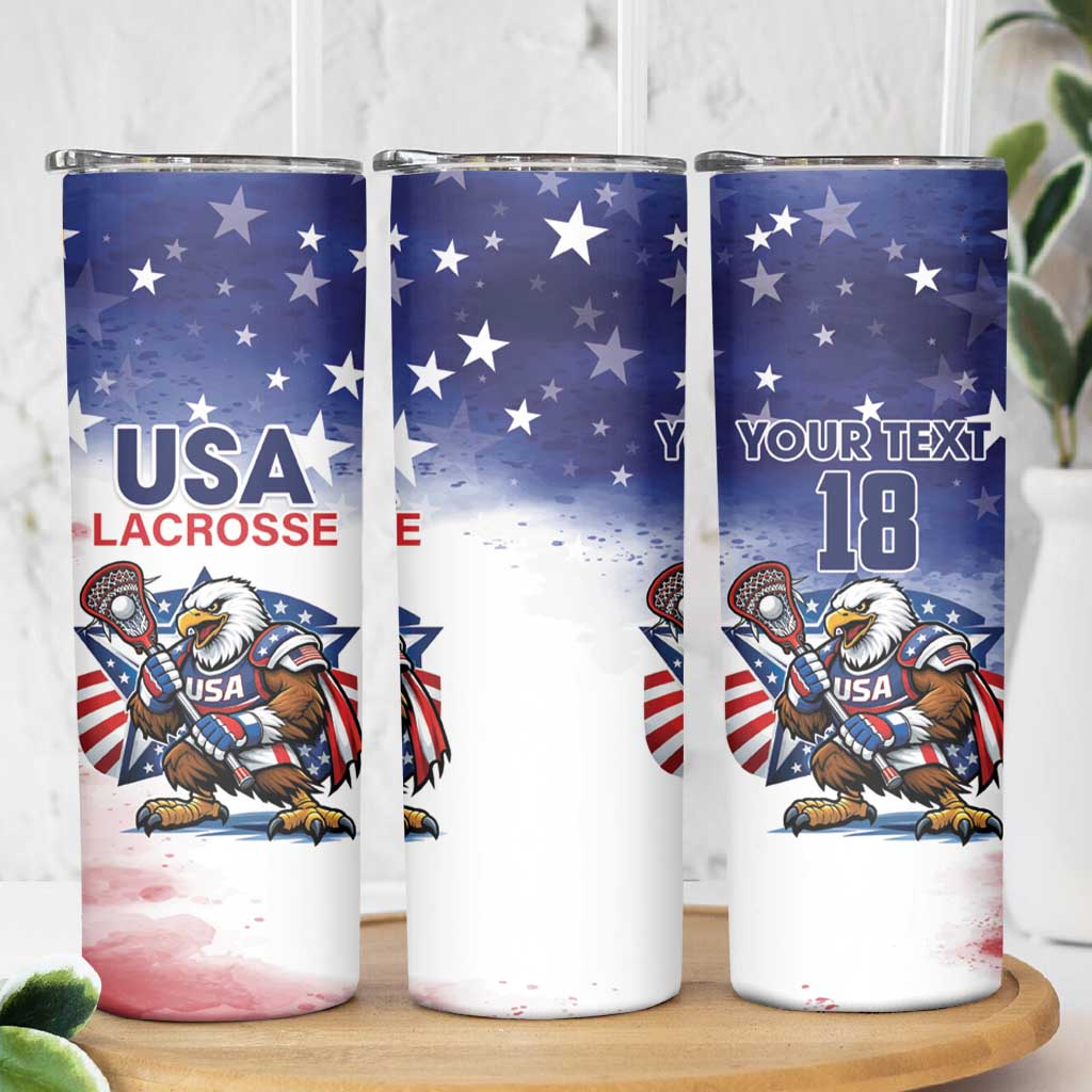 Custom USA Lacrosse Skinny Tumbler American Eagle Mascot