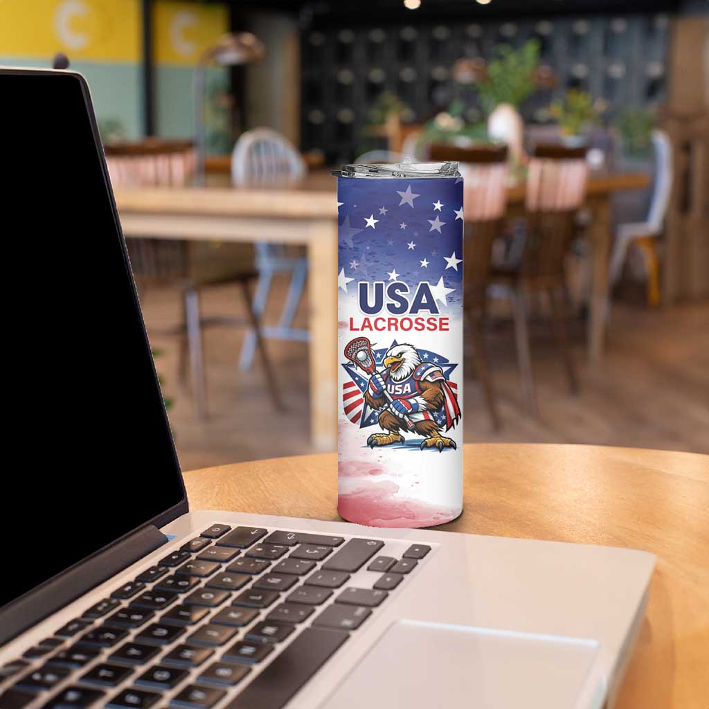 Custom USA Lacrosse Skinny Tumbler American Eagle Mascot