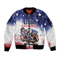 Custom USA Lacrosse Sleeve Zip Bomber Jacket American Eagle Mascot