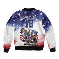 Custom USA Lacrosse Sleeve Zip Bomber Jacket American Eagle Mascot