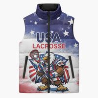 Custom USA Lacrosse Sleeveless Puffer Jacket American Eagle Mascot
