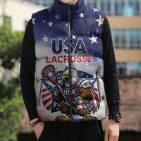 Custom USA Lacrosse Sleeveless Puffer Jacket American Eagle Mascot