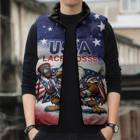 Custom USA Lacrosse Sleeveless Puffer Jacket American Eagle Mascot