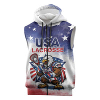 Custom USA Lacrosse Sleeveless Zip Hoodie American Eagle Mascot