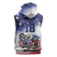 Custom USA Lacrosse Sleeveless Zip Hoodie American Eagle Mascot