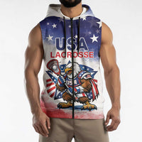 Custom USA Lacrosse Sleeveless Zip Hoodie American Eagle Mascot