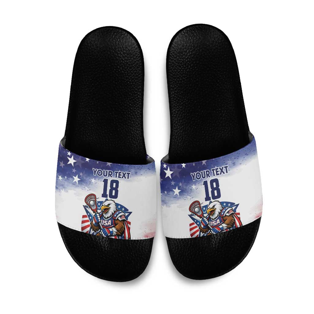 Custom USA Lacrosse Slide Sandals American Eagle Mascot
