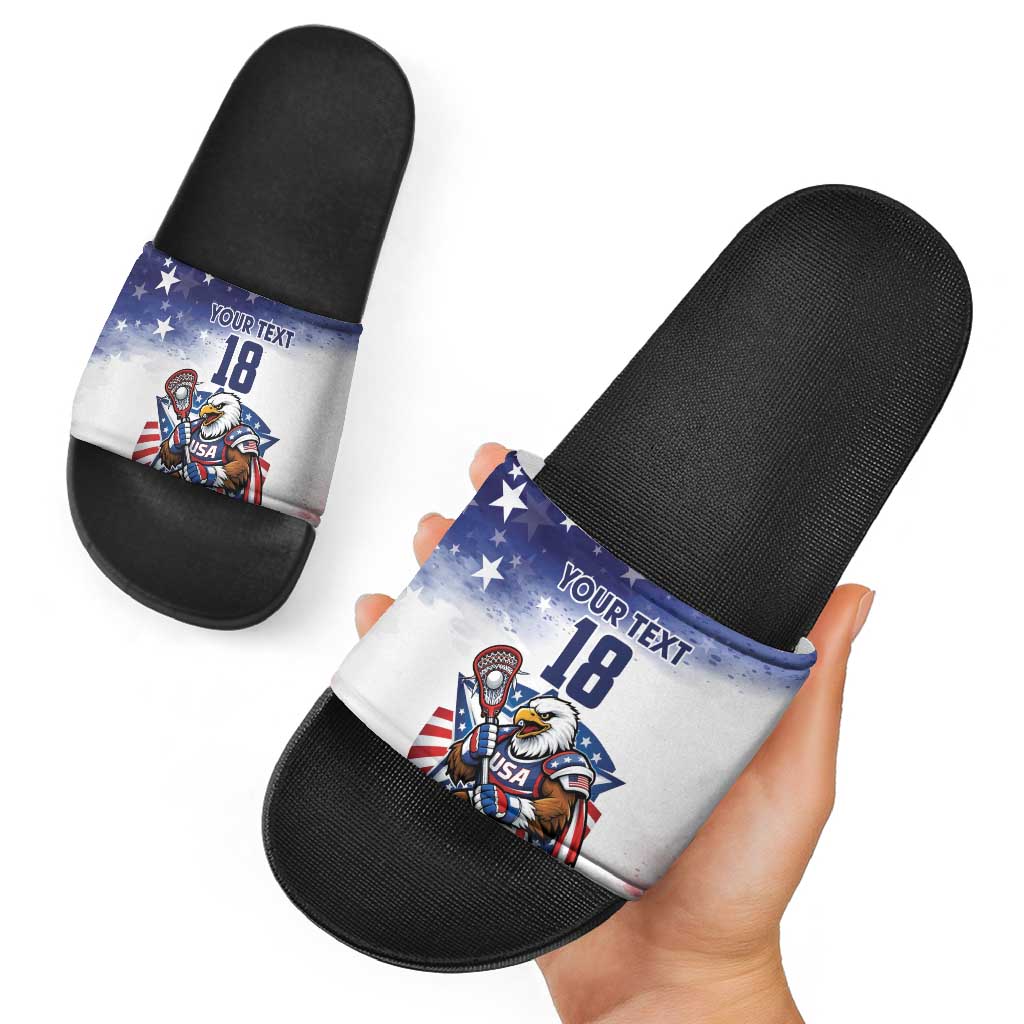 Custom USA Lacrosse Slide Sandals American Eagle Mascot