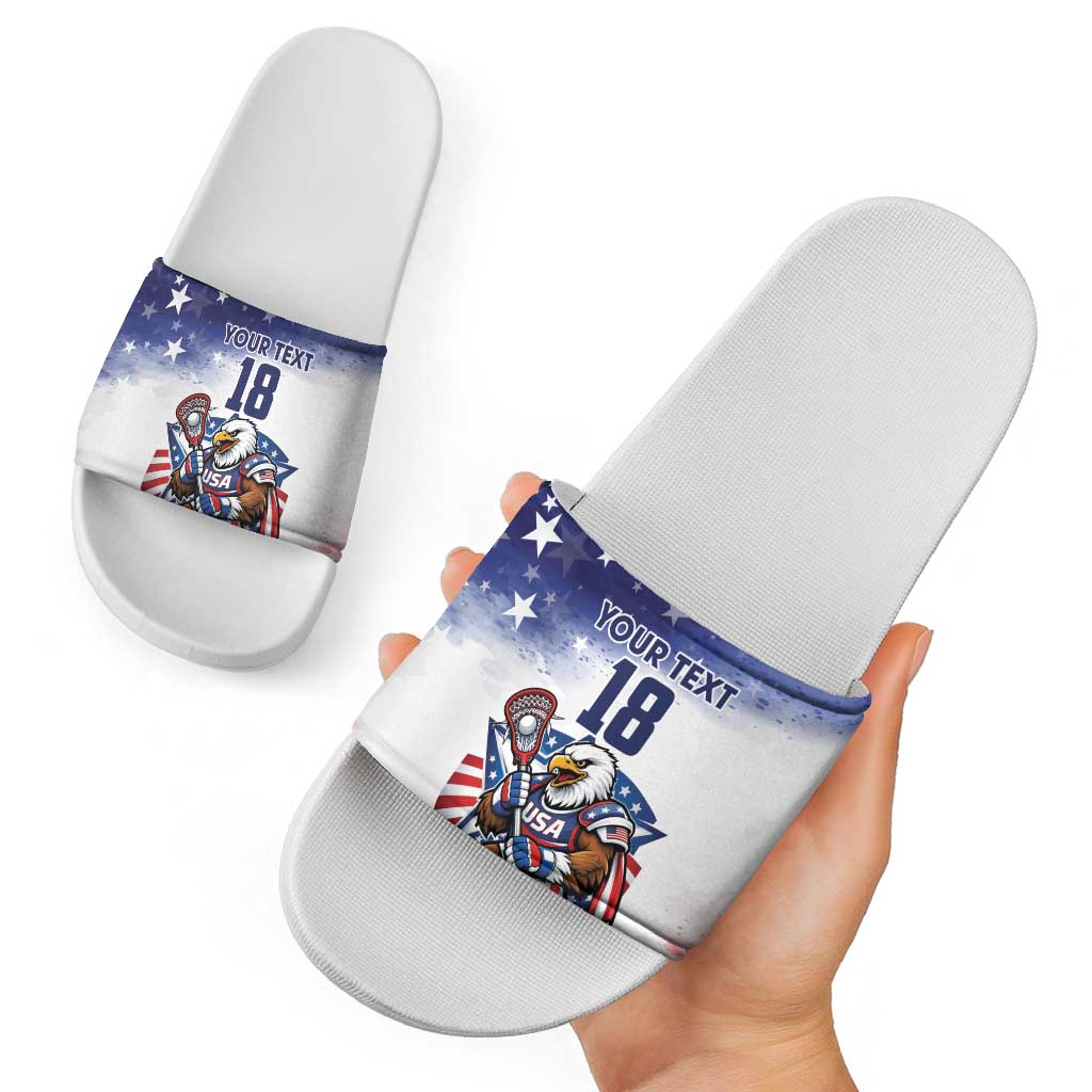 Custom USA Lacrosse Slide Sandals American Eagle Mascot
