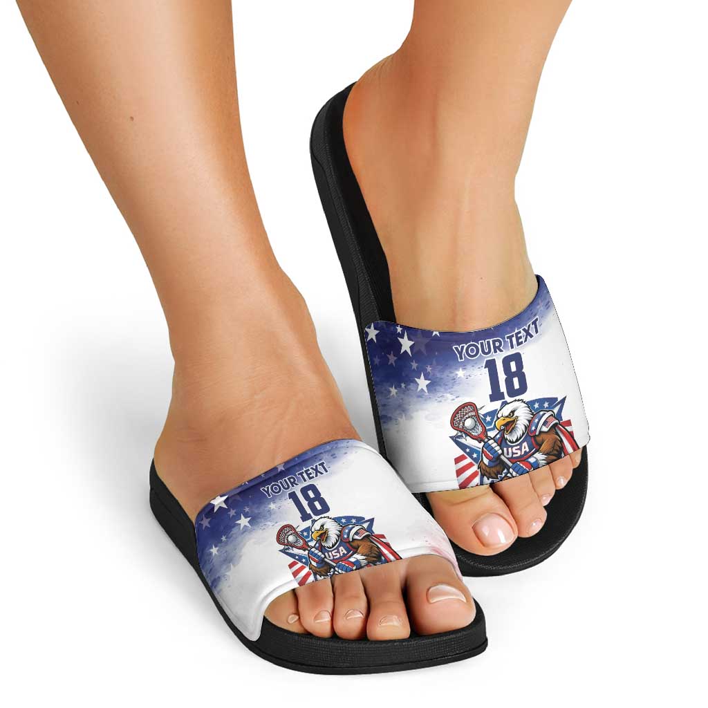 Custom USA Lacrosse Slide Sandals American Eagle Mascot