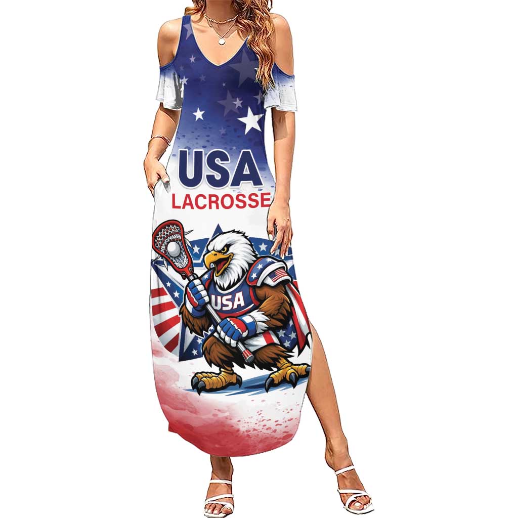 Custom USA Lacrosse Summer Maxi Dress American Eagle Mascot