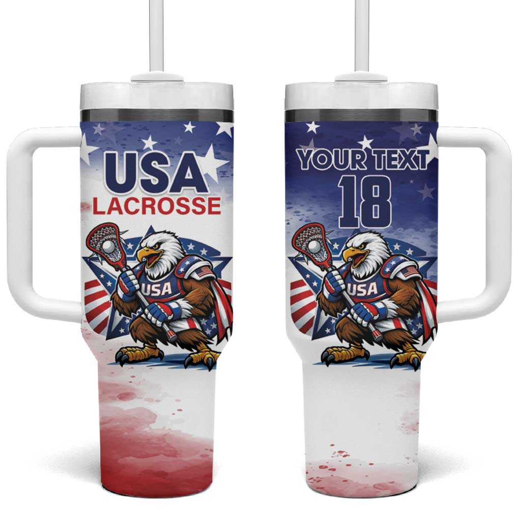 Custom USA Lacrosse Tumbler With Handle American Eagle Mascot
