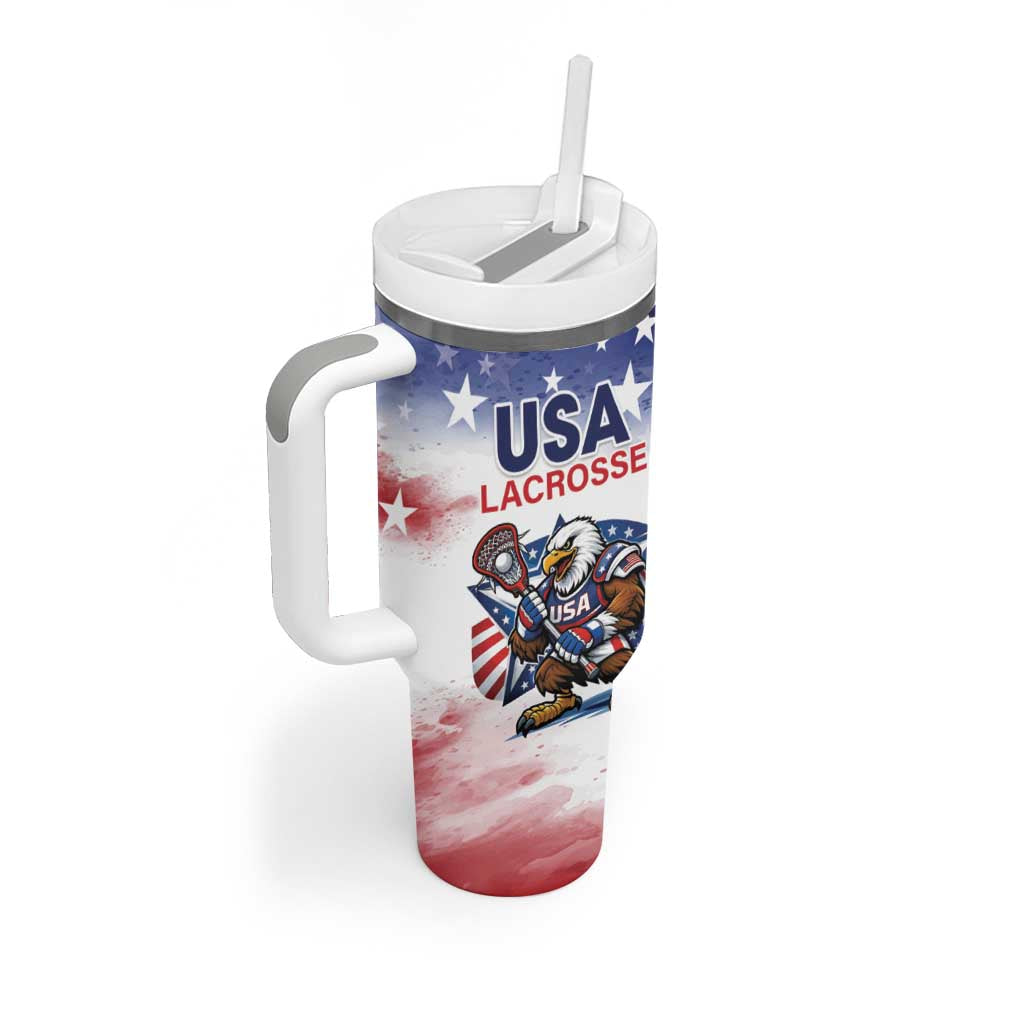 Custom USA Lacrosse Tumbler With Handle American Eagle Mascot