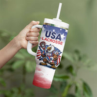 Custom USA Lacrosse Tumbler With Handle American Eagle Mascot