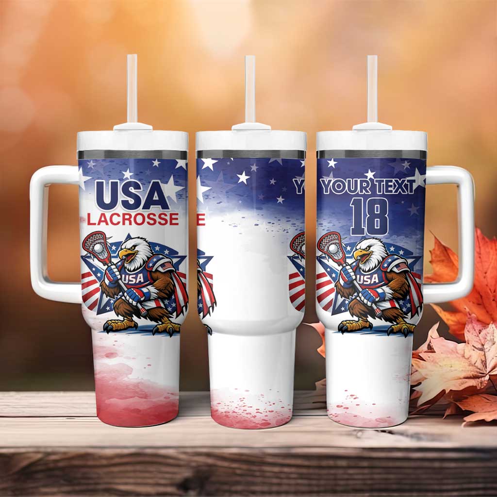 Custom USA Lacrosse Tumbler With Handle American Eagle Mascot