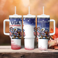 Custom USA Lacrosse Tumbler With Handle American Eagle Mascot