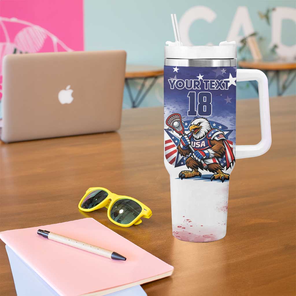 Custom USA Lacrosse Tumbler With Handle American Eagle Mascot
