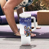 Custom USA Lacrosse Tumbler With Handle American Eagle Mascot