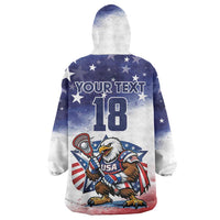 Custom USA Lacrosse Wearable Blanket Hoodie American Eagle Mascot