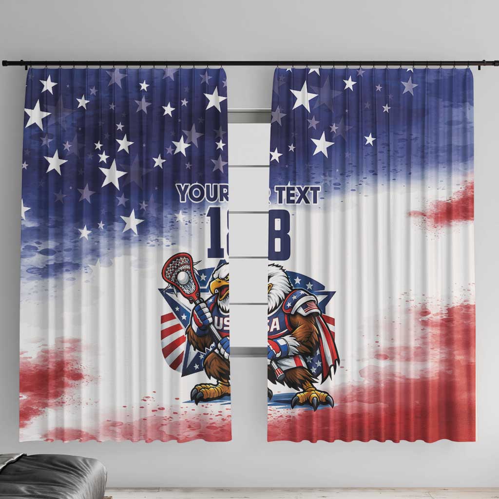 Custom USA Lacrosse Window Curtain American Eagle Mascot