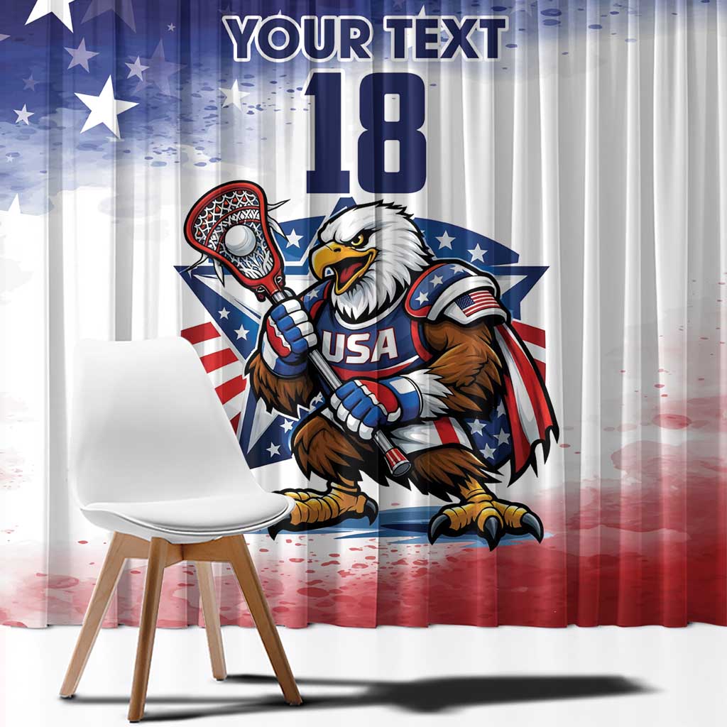Custom USA Lacrosse Window Curtain American Eagle Mascot