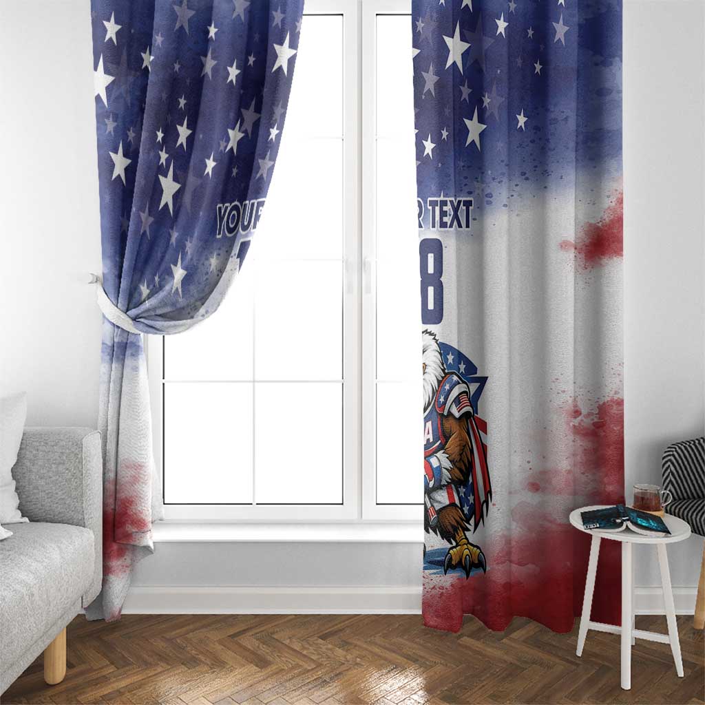 Custom USA Lacrosse Window Curtain American Eagle Mascot
