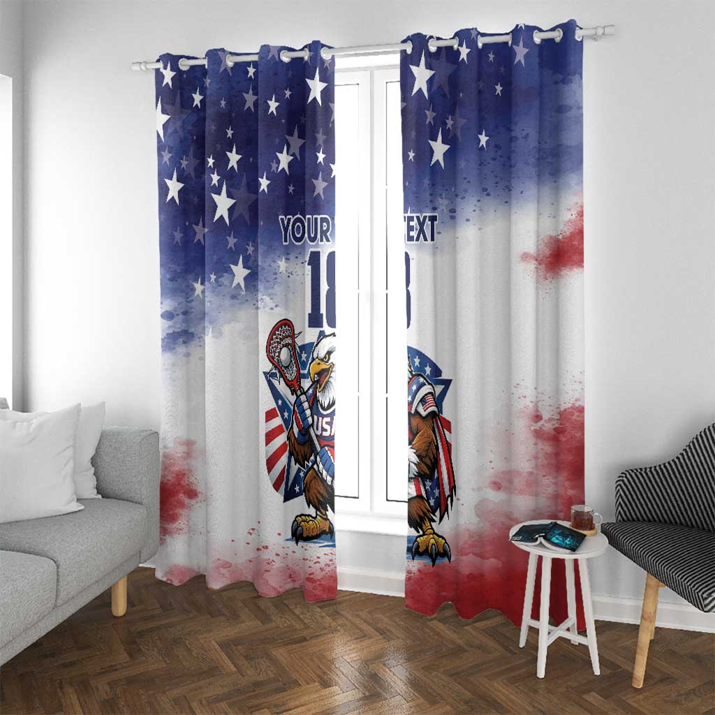 Custom USA Lacrosse Window Curtain American Eagle Mascot