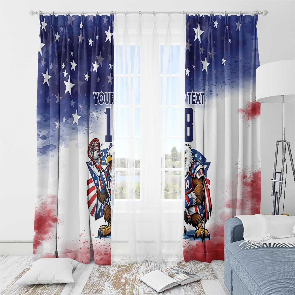 Custom USA Lacrosse Window Curtain American Eagle Mascot
