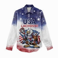 Custom USA Lacrosse Women Casual Shirt American Eagle Mascot
