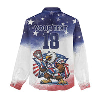 Custom USA Lacrosse Women Casual Shirt American Eagle Mascot
