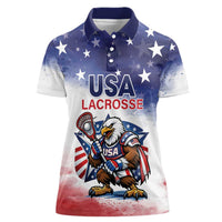 Custom USA Lacrosse Women Polo Shirt American Eagle Mascot