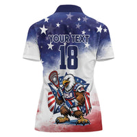 Custom USA Lacrosse Women Polo Shirt American Eagle Mascot