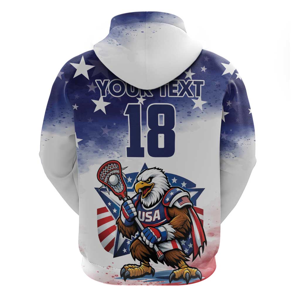 Custom USA Lacrosse Zip Hoodie American Eagle Mascot