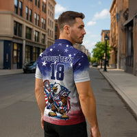 Custom USA Lacrosse Zipper Polo Shirt American Eagle Mascot