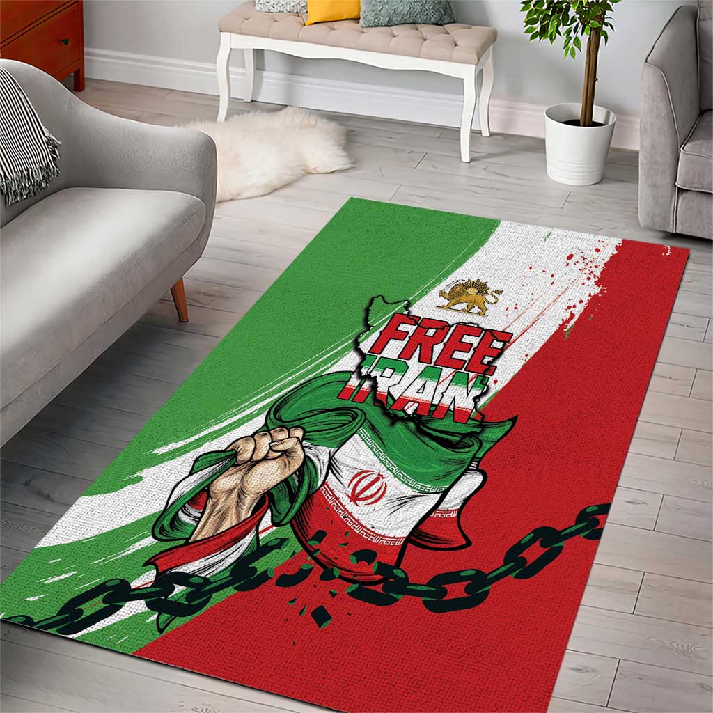Free Iran Lion and Sun Area Rug Persian Freedom Protest
