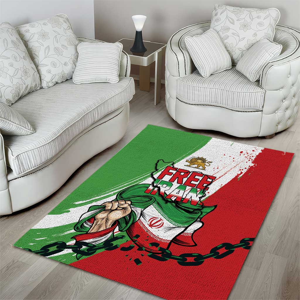 Free Iran Lion and Sun Area Rug Persian Freedom Protest