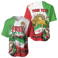 Free Iran Lion and Sun Personalized Baseball Jersey Persian Freedom Protest