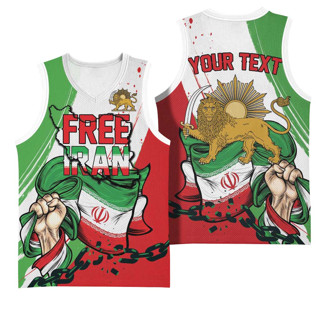 Free Iran Lion and Sun Personalized Basketball Jersey Persian Freedom Protest