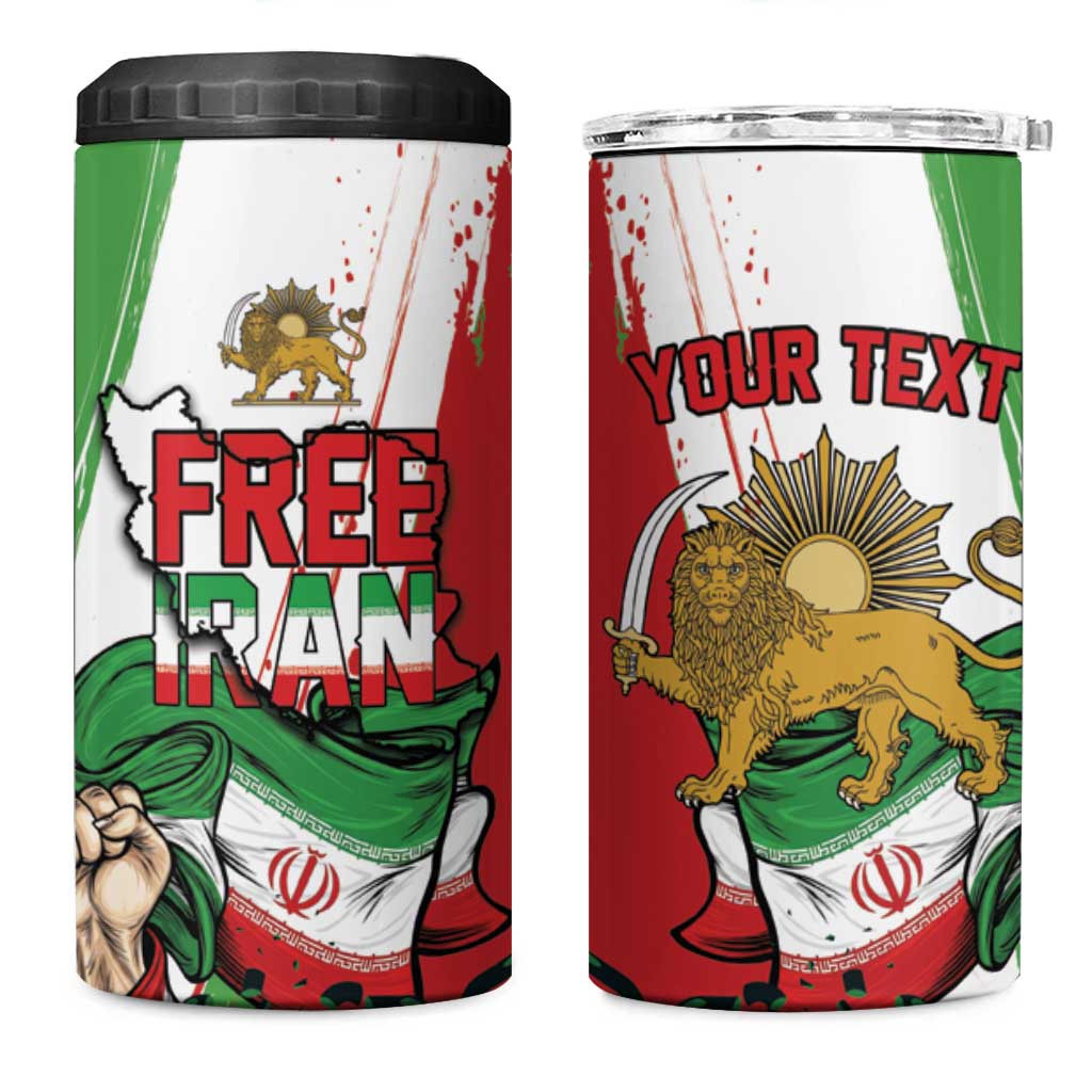 Free Iran Lion and Sun Personalized 4 in 1 Can Cooler Tumbler Persian Freedom Protest