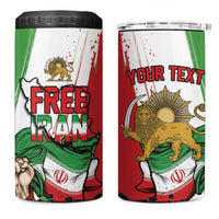 Free Iran Lion and Sun Personalized 4 in 1 Can Cooler Tumbler Persian Freedom Protest