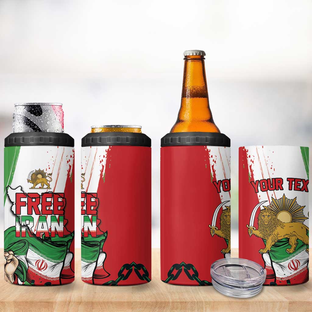 Free Iran Lion and Sun Personalized 4 in 1 Can Cooler Tumbler Persian Freedom Protest
