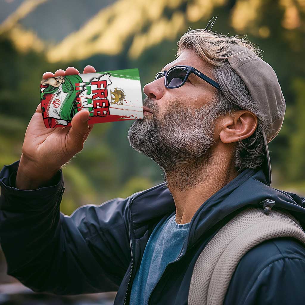 Free Iran Lion and Sun Personalized 4 in 1 Can Cooler Tumbler Persian Freedom Protest