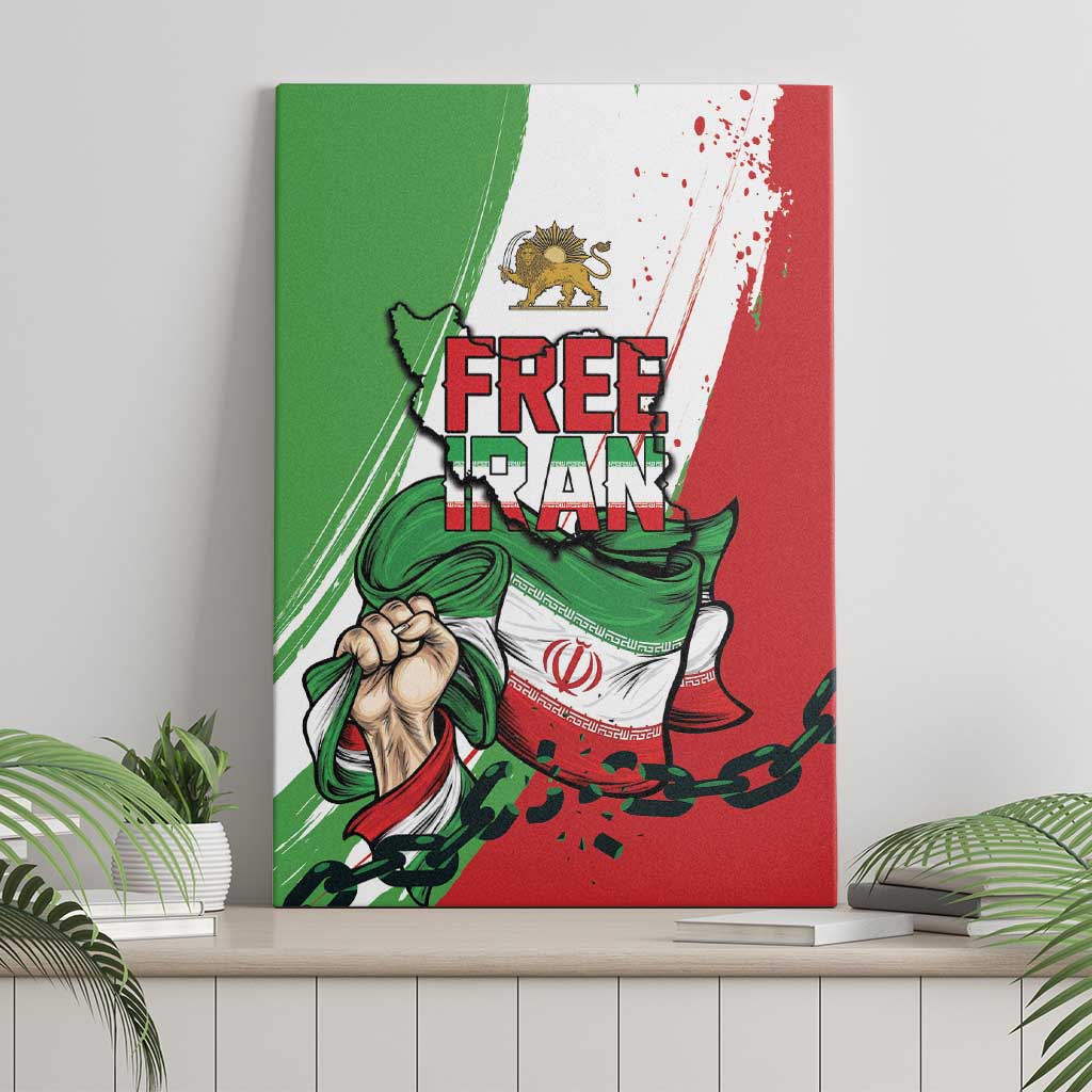 Free Iran Lion and Sun Canvas Wall Art Persian Freedom Protest
