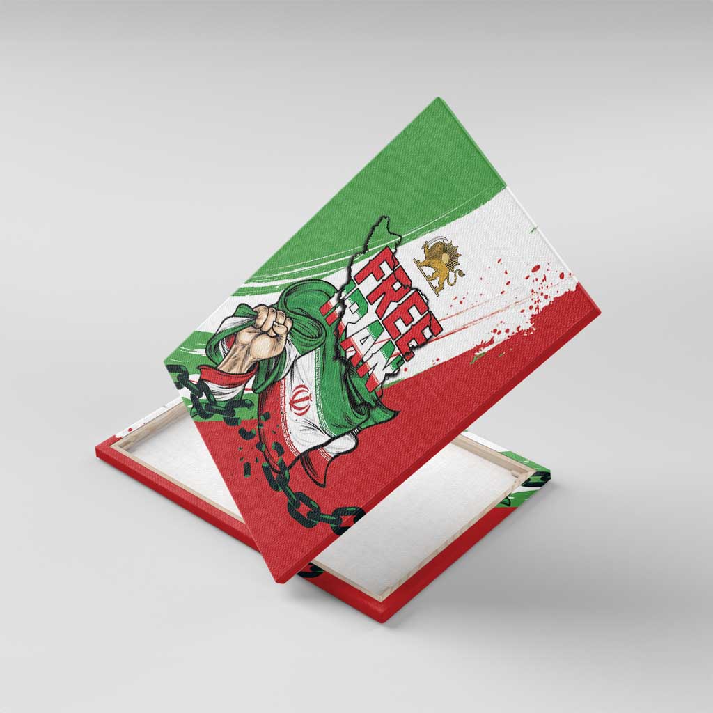 Free Iran Lion and Sun Canvas Wall Art Persian Freedom Protest