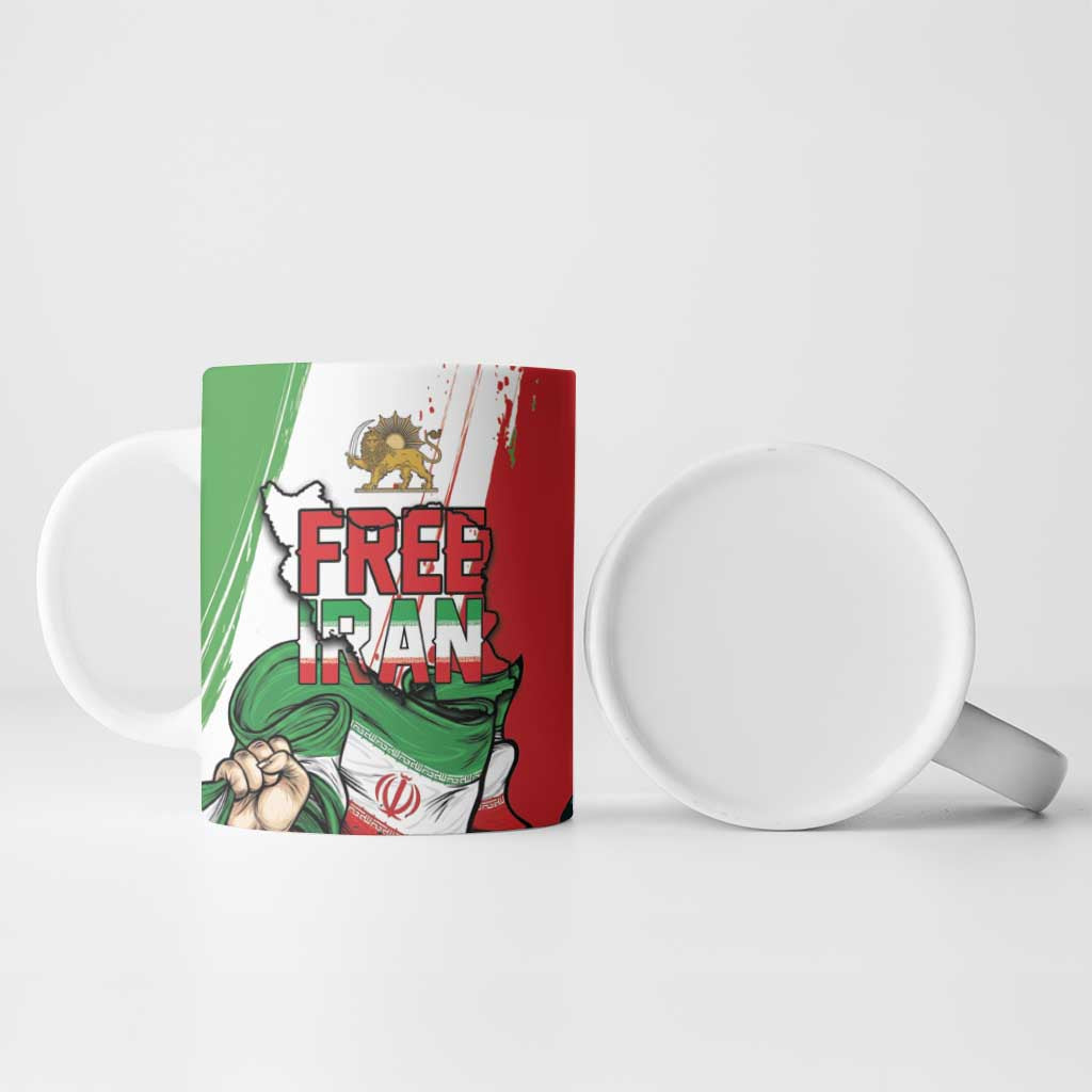 Free Iran Lion and Sun Personalized Ceramic Mug Persian Freedom Protest