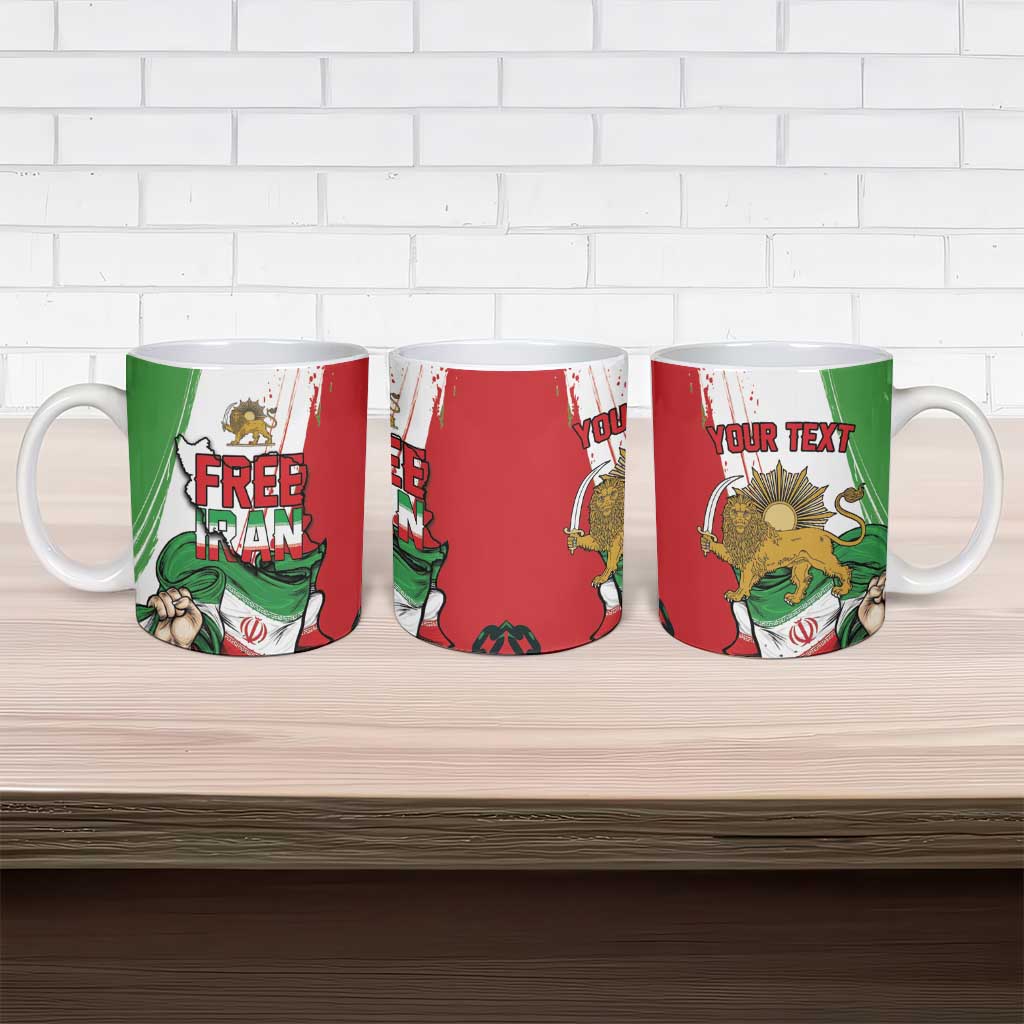 Free Iran Lion and Sun Personalized Ceramic Mug Persian Freedom Protest