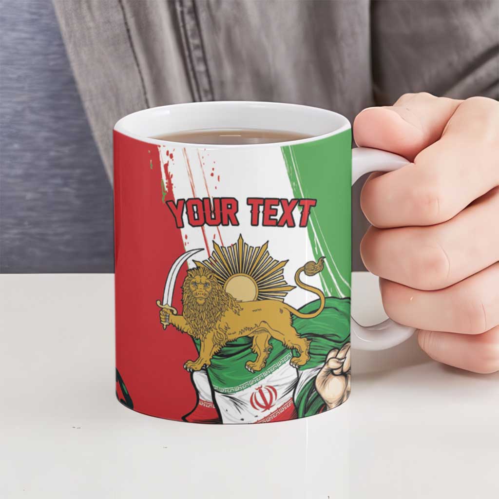 Free Iran Lion and Sun Personalized Ceramic Mug Persian Freedom Protest