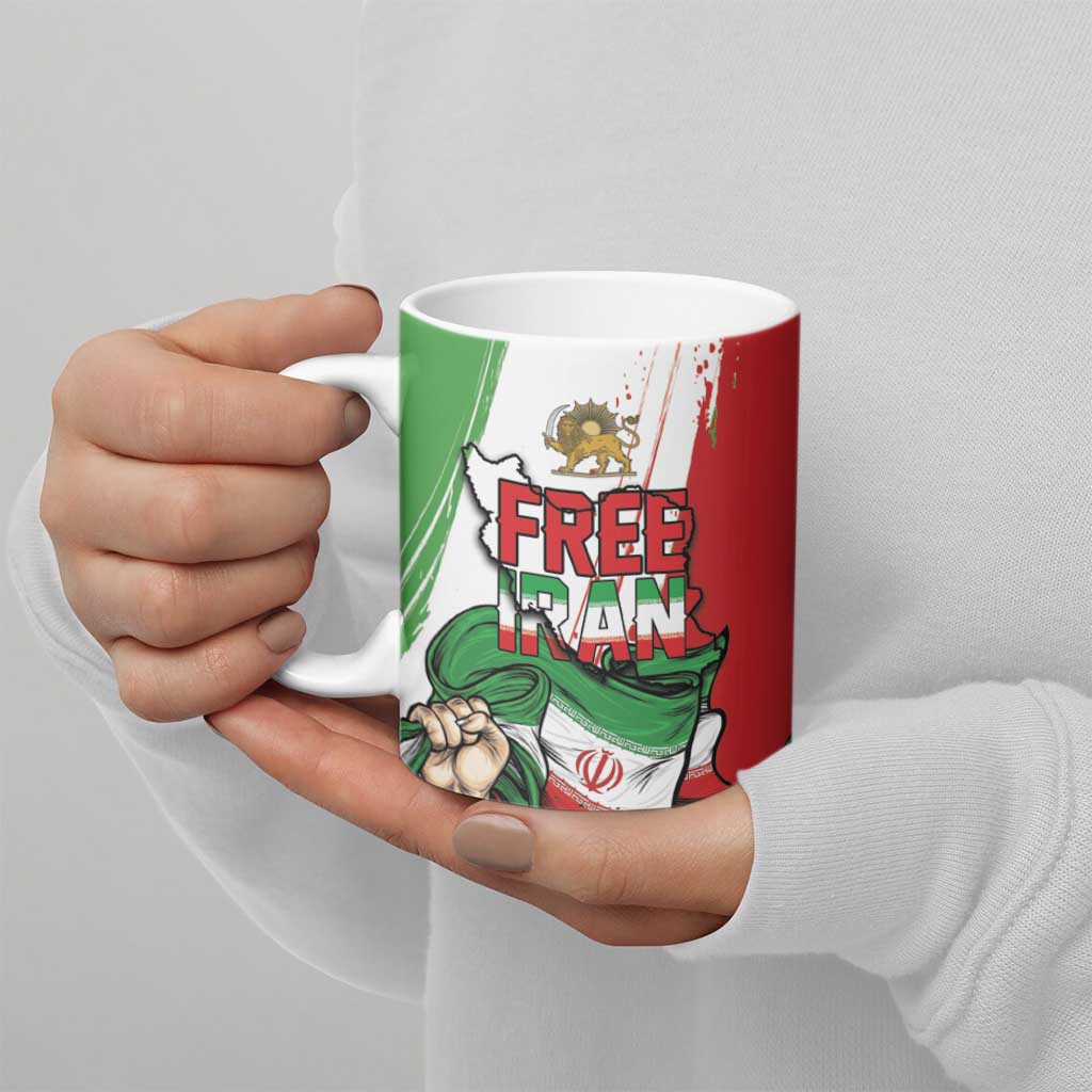 Free Iran Lion and Sun Personalized Ceramic Mug Persian Freedom Protest