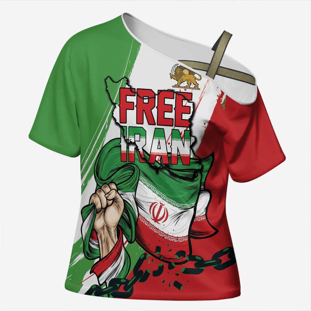 Free Iran Lion and Sun Personalized Cross Shoulder Shirt Persian Freedom Protest