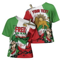 Free Iran Lion and Sun Personalized Cross Shoulder Shirt Persian Freedom Protest